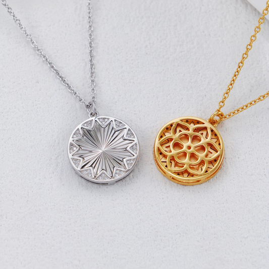 Elegant Dual-Sided Mandala & Starburst Pendant