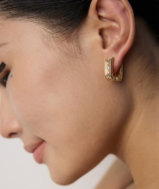 Vintage Gold-Plated Earrings with Zircon Stones